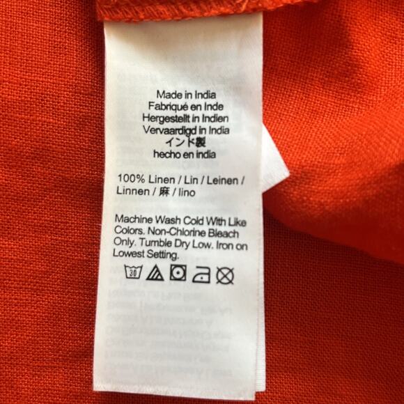 NWT Madewell Red Bright Flame Pleated Mini Shirtdress Size Medium 100% linen - Picture 8 of 8